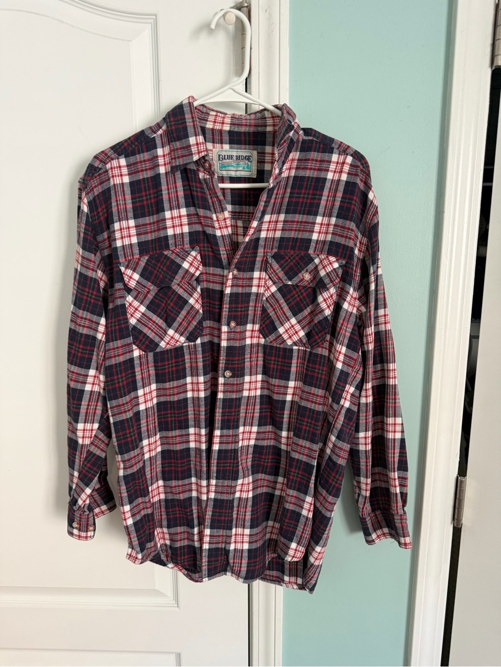 Men's Red & Navy Plaid Flannel Shirt